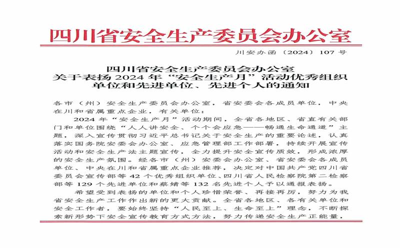 喜讯！攀西公司荣获2024年全省“清静生产月”运动“先进单位”称呼
